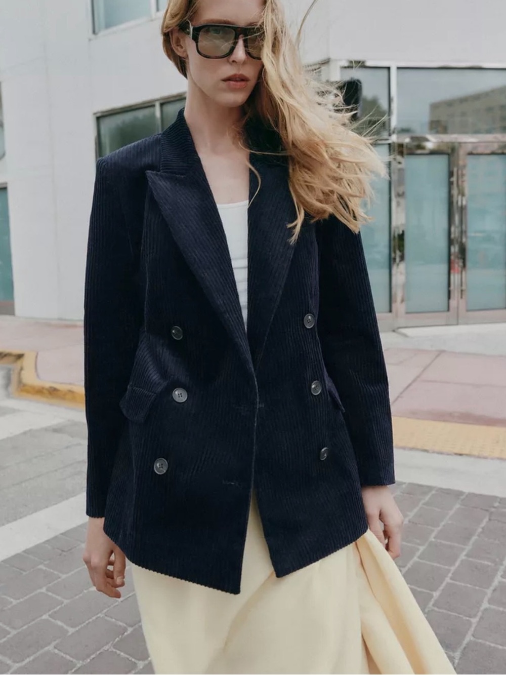 ZARA CORDUROY BLAZER WITH SHOULDER PADS